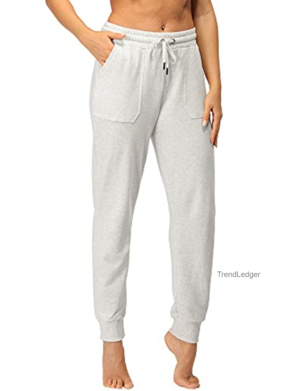 100% Cotton Sweatpants Joggers with Pockets Drawstring Cuffs